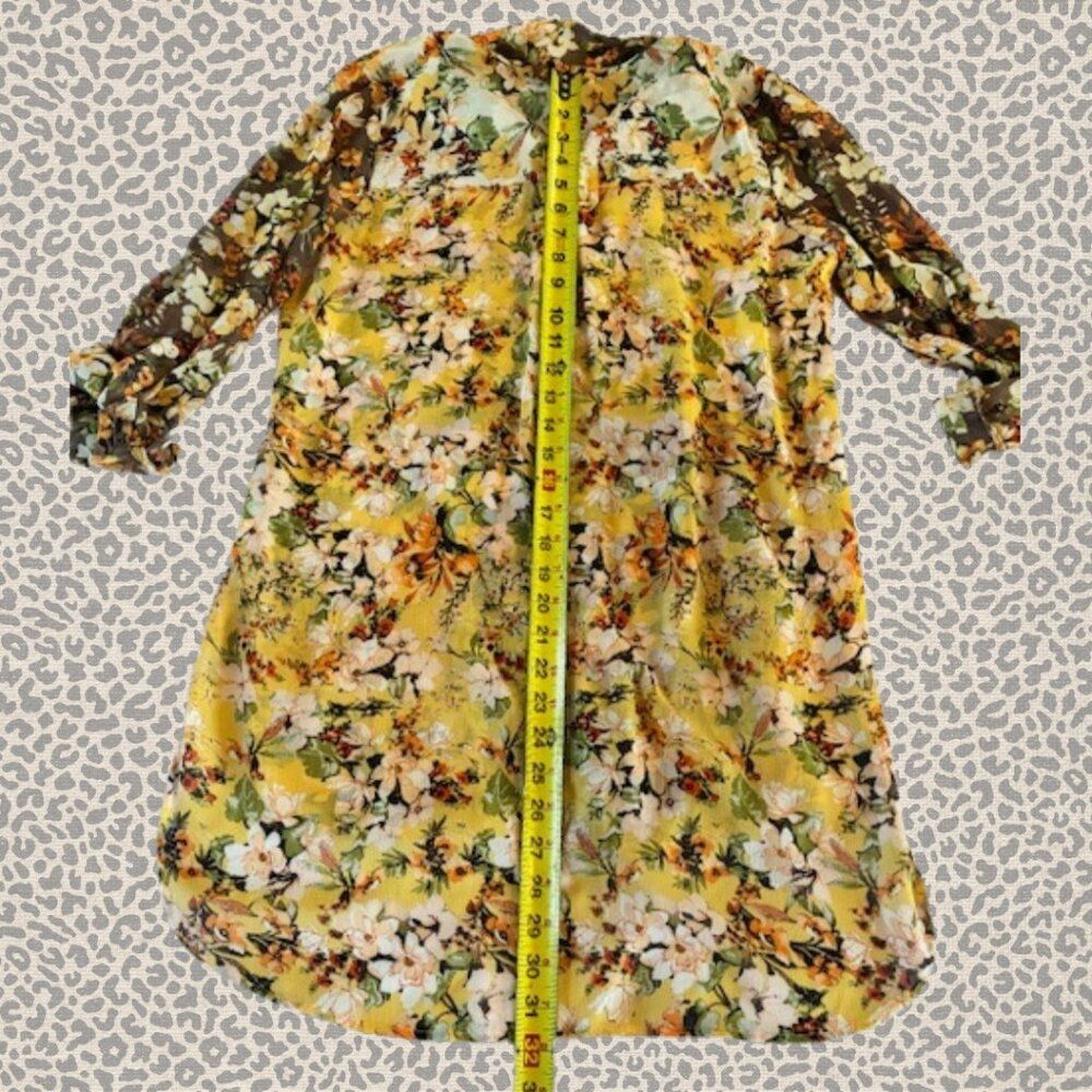 Women's Blouse Long Sleeve Sheer Floral Size Medium - Picture 11 of 12